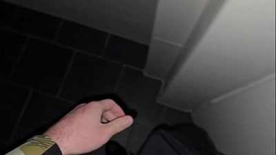Toilet Sneak by PhantomGentX! He Whispers Dirty, Rubs Bulge in Black Nikes & Strokes Hard