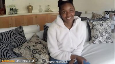 African Casting – Innocent Black Babe Moisturizes Her Face With Cum