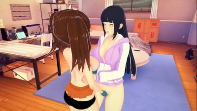 Diane and Kunoichi Hinata – Lesbian crossover – Masturbation, fingering and pussy rubbing – 3D