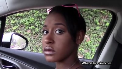 Picking up black teen babe and paying her money for a quickie