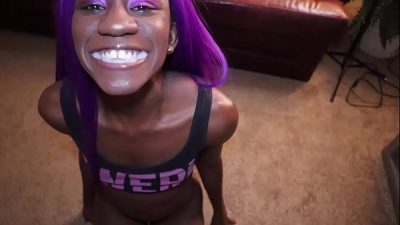 Hot Ebony Teen Lets Me Cum In Her Mouth and Plays with my cum