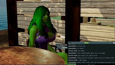 She-Hulk, bored with her day, ends up filming a porn with a black cock
