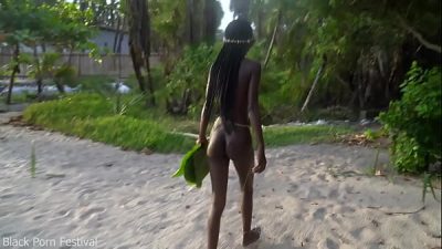 Skinny African girl walking naked in the middle of my village looking for some dick